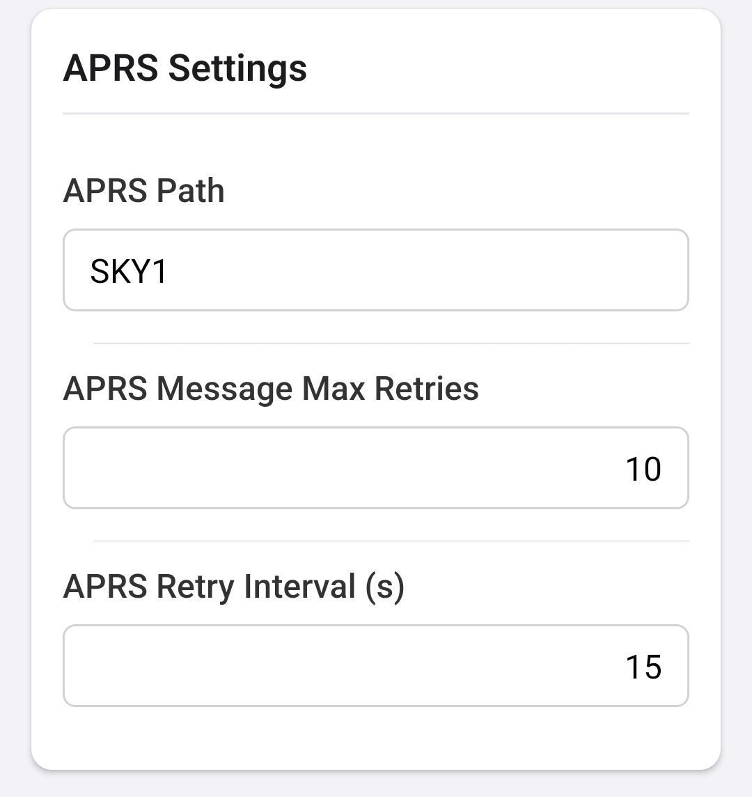 Mobile app configuration screen showing path settings